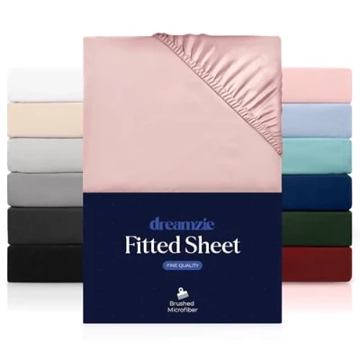 Afbeelding van Dreamzie hoeslaken 90x190 cm voor dikke matrassen tot 30 100 procent polyester microvezel roze gecertificeerd zonder chemische producten (Oeko TEX), met volledig elastiek