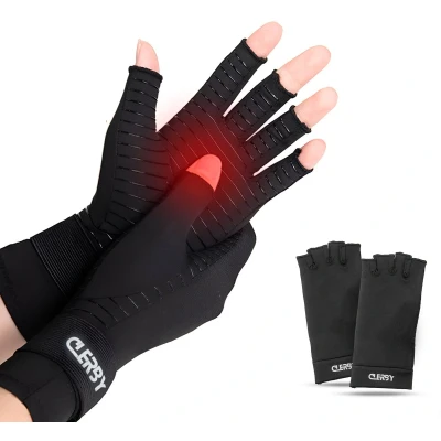 Afbeelding van Clerby Reuma Handschoenen maat M Compressie met Open Vingertoppen voor Verlichting van en Artritis Unisex