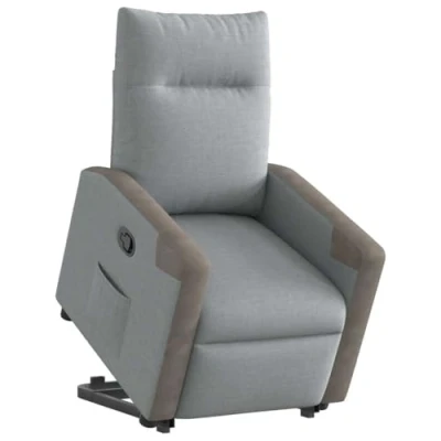 Afbeelding van VidaXL, Fauteuils, Relaxfauteuil met sta op hulp Lichtgrijze stof