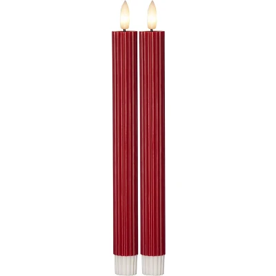 Afbeelding van STAR TRADING LED kaars Flame Stripe, rood, 25 cm, wax, batterij set van 2