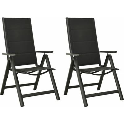 Afbeelding van Tuinstoelen 2 st inklapbaar textileen aluminium zwart