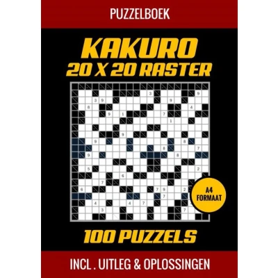 Afbeelding van Kakuro 20x20 Raster 100 Puzzels Incl. Uitleg en Oplossingen