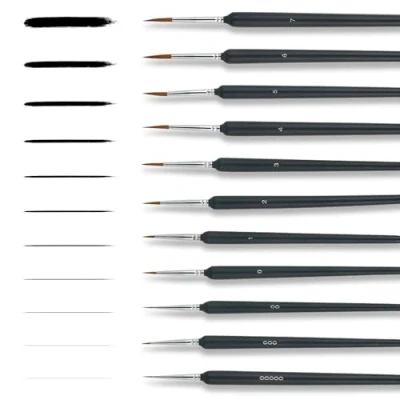 Afbeelding van Fijne kwastenset, penseelset voor school, 11 stuks aquarel, modelbouw, schilderen op nummer, haarpenselenset kunstenaars en detailwerk.