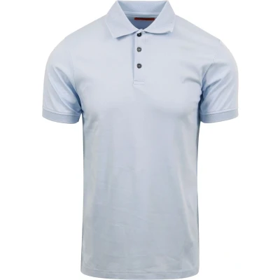 Afbeelding van Suitable Liquid Polo Lichtblauw maat XL heren met Slim fit Pasvorm Katoen Herenkleding Poloshirt