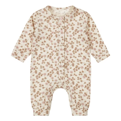 Afbeelding van Dirkje baby boxpak met all over print lichtbruin/roze/ecru