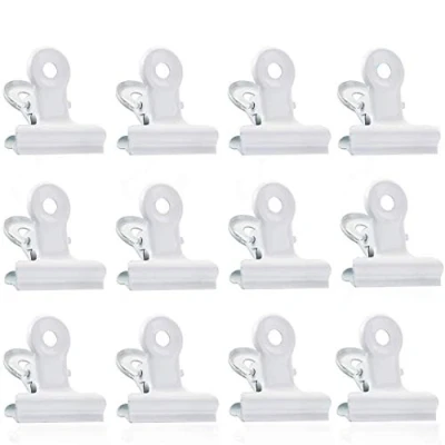 Afbeelding van Bluelves Bulldog Papier Clips, 50 Stks Metalen Binder RVS Grip Voedsel Clips Bag Sealing 22 mm Scharnier Klemmen voor Tags Tassen, Winkels, Kantoor en Thuis Keuken Kleur: wit