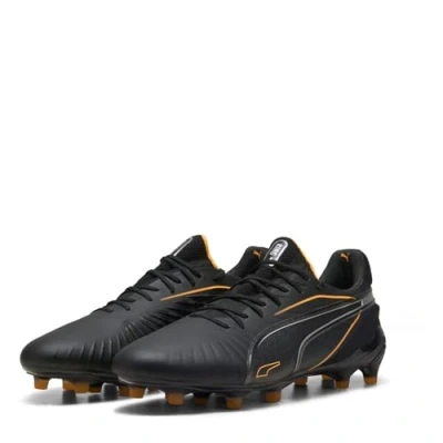 Afbeelding van Puma KING Ultimate FG/AG Voetbalschoenen met kunststof noppen, Heren, Maat: 46.5, Black/heat fire/silver Textiel/ synthetisch