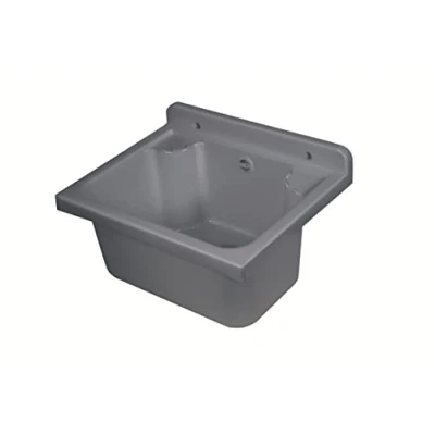 Afbeelding van Negrari Wastafel voor wandmontage, van polypropyleen hars, bestand tegen zuren, algemeen gebruik, complete set inclusief, L 42 x B 34 H 21, cementgrijs