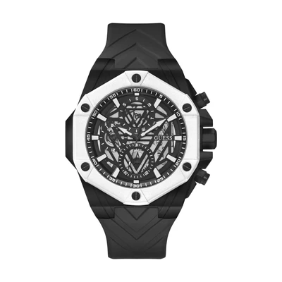 Afbeelding van Guess Formula Multi Function Watch Zwart Case: 100% Stainless Steel Armband: Silicone 47 mm GW0579G1