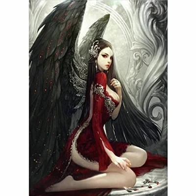 Afbeelding van 5D Diamond Painting kits, doe het zelf zwarte engel kristal strass borduursets, kruissteek volledige boor kunst, diamant schilderijen kit voor volwassenen thuis muur