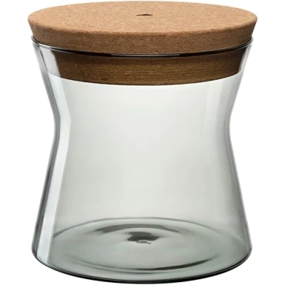 Afbeelding van LEONARDO HOME FORMA X doos 1 stuk voorraaddoos met kurkdeksel moderne luchtdichte container stijlvol opbergdoos brede opening elegante look hoogte 16 cm grijs 055235