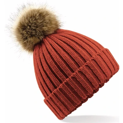 Afbeelding van Beechfield Dames Muts Met Pompon One size Orange rust