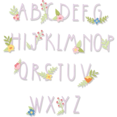 Afbeelding van Sizzix Thinlits Die Set Floral Alphabet by Alexis Trimble