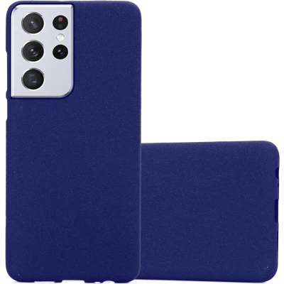 Afbeelding van Cadorabo Hoesje geschikt voor Samsung Galaxy S21 ULTRA in FROST DONKER BLAUW Beschermhoes gemaakt van flexibel TPU silicone Case Cover