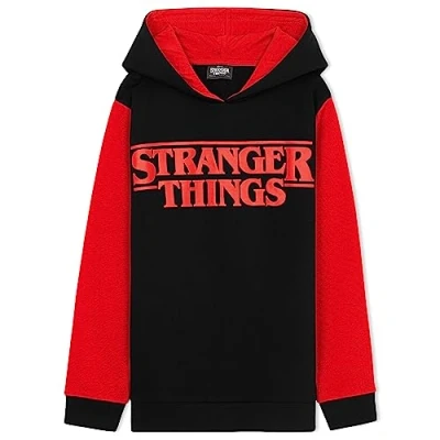 Afbeelding van Stranger Things hoodie tienermeisjes capuchontrui voor meisjes van 9 15 Jaar jongens tieners, zwart/rood, 13 14