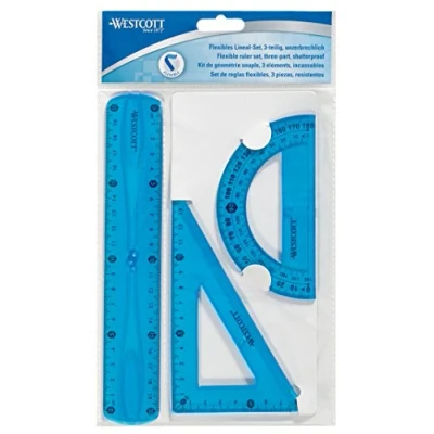 Afbeelding van Westcott Liniaalset flexibel 3delig onbreekbaar.Liniaal 20cm teken