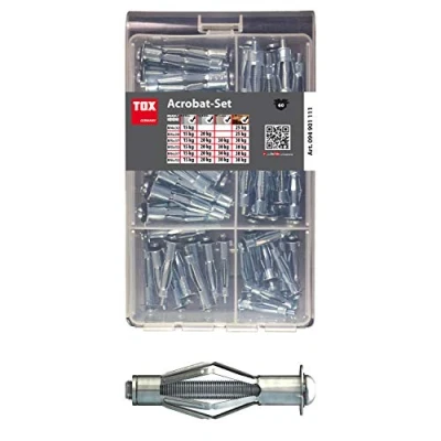 Afbeelding van TOX metalen pluggen assortiment Acrobat Set verzinkt 60 dlg., voor bevestiging in gipsplaten, 1 stuk, 094901111