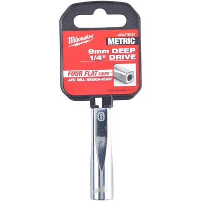 Afbeelding van Milwaukee Accessoires 1/4 Ratel Dop ,Metrisch Lang 9MM 4932478329