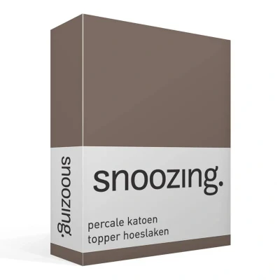 Afbeelding van Snoozing Topper Hoeslaken Eenpersoons 90x220 cm Percale katoen Bruin