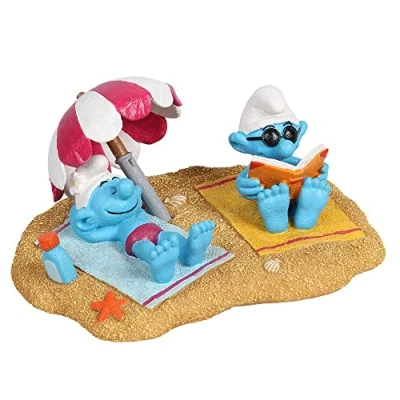 Afbeelding van Smurfs Aquadella Aquariumdecoratie Vissen Smurfen Strand Zonnebaden 17,4x13,2x7,9cm Meerkleurig 1st