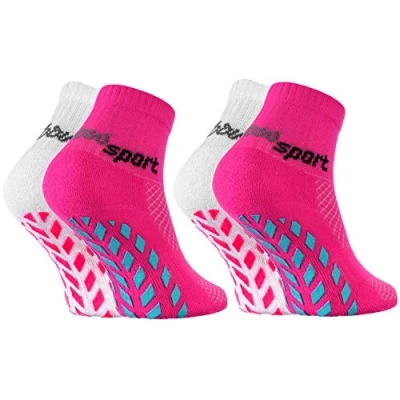 Afbeelding van Rainbow Socks Neon Sneaker Sport stoppersokken voor jongens en meisjes, 2 x wit roze, 30 35