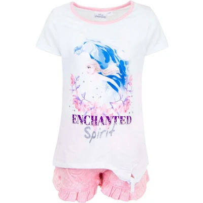 Afbeelding van Disney Frozen Pyjama / Shortama Wit/Roze Maat 116 6 jaar