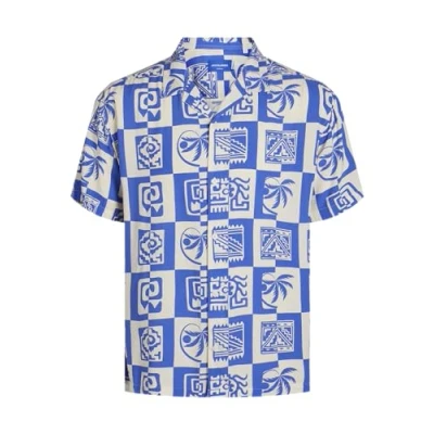 Afbeelding van Jack &amp; Jones Jorluke Ocean Resort STYD Overhemd, Heren, Maat: Medium, Dazzling blue