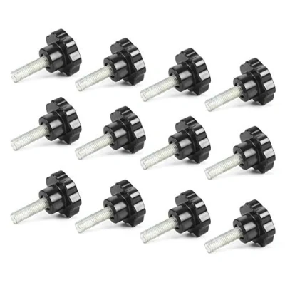 Afbeelding van Keleily klemknop M8 x 40 mm, 12 delige buitendraadknop, stervormige klemschroeven, plastic hoofdhandknoppen, afstelbare spanschroef voor machine, industrie, apparatuur, zwart