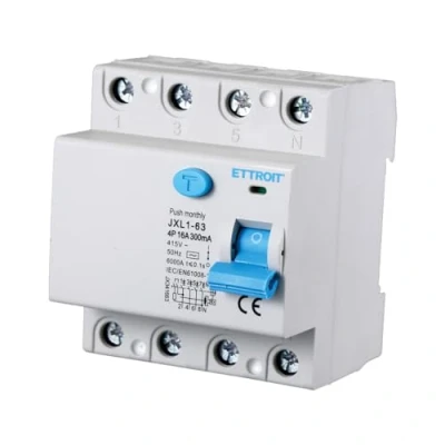 Afbeelding van A2ZWORLD Zuivere differentiële schakelaar, 4P 300mA 6kA 415VAC, aardlekschakelaar, gebruikt 4 DIN modules, RCCB C16 16A