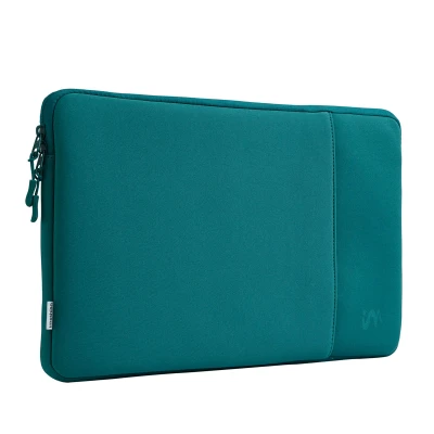 Afbeelding van Laptop Hoes Laptopsleeve Met Vak 16 Inch / 15 15.6 Neopreen Petrol Green Groen imoshion