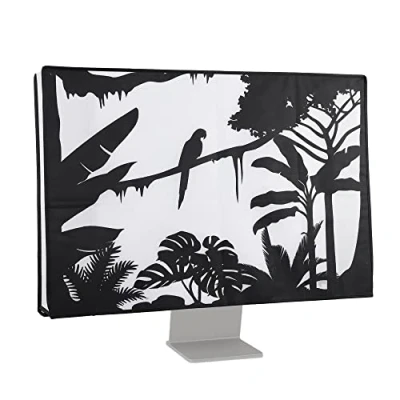 Afbeelding van kwmobile beschermhoes Monitor geschikt voor 31 32&quot; Computerscherm cover Computer accessoires PC scherm hoes in zwart / wit jungle silhouet design