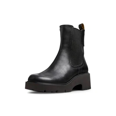Afbeelding van Camper Milah Enkellaarsjes met plateauzool, Dames, Maat: 38, Schwarz Leer