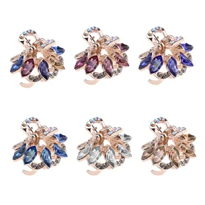 Afbeelding van ECSiNG 6Pcs Haar Klauw Clips Kleine Vintage Metalen Strass Meisje Vrouwen Diy Accessoire Mode Hoofddeksels Kleurrijke Antislip Kaak