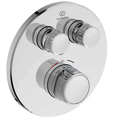 Afbeelding van Ideal standard ceratherm navigo afbouwdeel voor inbouw douchekraan thermostisch met 2 functies 15 7cm rond chroom a7296aa