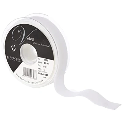 Afbeelding van Berisfords Fluwelen lint, wit, 10,2 x 3 cm