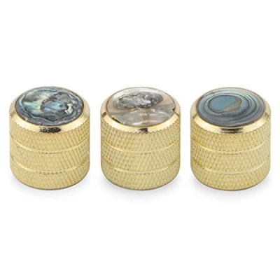 Afbeelding van Unxuey 3 Pack Gold Elektrische Gitaar Volume Tone Knoppen, 6mm As Snelheidsregeling Knoppen Ingelegd Shell Patroon Bas Onderdelen