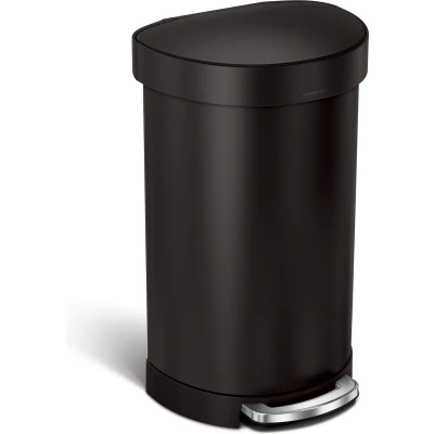 Afbeelding van Prullenbak Simplehuman Liner Pocket Half Rond Zwart 45L