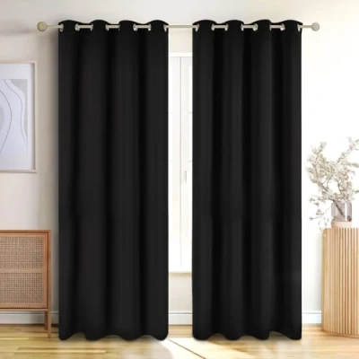 Afbeelding van Blumtal Gordijnen Set van 2 Verduisterend Kant en Klaar 117 x 138 cm Zwart