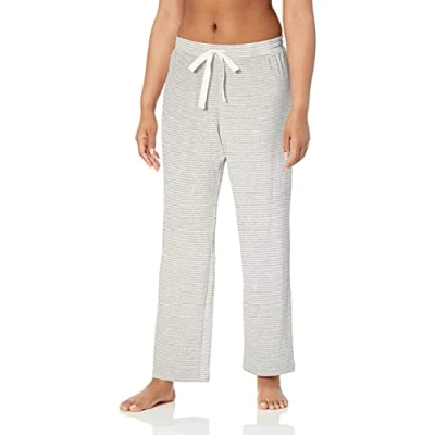 Afbeelding van Amazon Essentials Lichtgewicht lounge badstof pyjamabroek voor dames, lichtgrijs wit gestreept, medium
