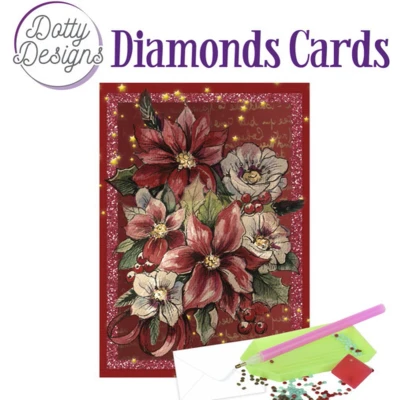 Afbeelding van Dotty Designs Diamond Cards Poinsettia Rectangle
