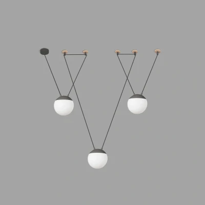 Afbeelding van Faro Lighting Mine 3 Light Plafond Hanger Hout, Donkergrijs, E27
