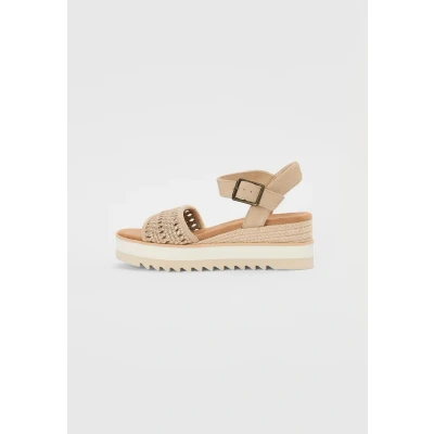 Afbeelding van TOMS Diana Wedge sandaal voor dames, Champagne Metallic Basket Weave Suede, 37 EU