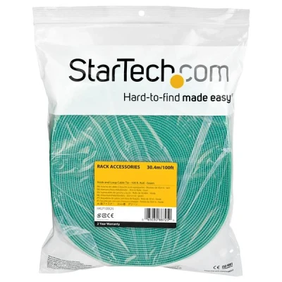 Afbeelding van StarTech.com 30m Bulk Rol Klittenband Op Maat te Knippen Herbruikbare Kabelbinders Industriële Klitband Tape Zelfklevende Tyrap Strips Groen (HKLP100GN)