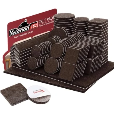Afbeelding van Yelanon vilten meubelpads 182 stuks zelfklevende stoelkussens, anti kras vloerbeschermers voor meubelpoten stoelpoten, meubelvilten pads hardhouten vloeren, bruin