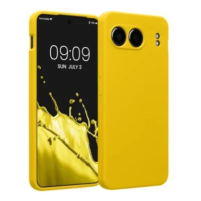 Afbeelding van kwmobile telefoonhoesje compatibel met OnePlus Nord 4 5G hoesje Back cover siliconen coating Smartphone case in stralend geel