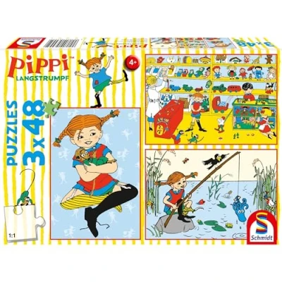Afbeelding van Schmidt Spiele 56445 Pippi lange kous, Ich Mache Mir die Welt, wie sie bevalt, 3 x 48 stukjes kinderpuzzel, normaal