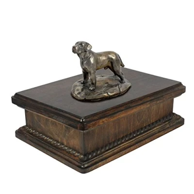 Afbeelding van Art Dog Custom Mama Sitting Statue Memorial Urn Handgemaakt koud gegoten brons op berkenhouten voet 24,5x29x21cm 5l Labrador retriever