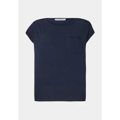 Afbeelding van Marc O&#039;Polo Denim Short Sleeve Chest Pocket Tshirt basic, Dames, Maat: Large, Scandinavian blue