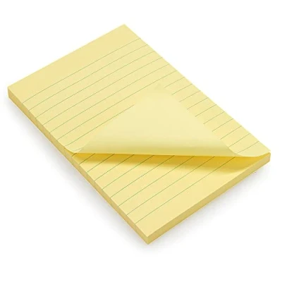 Afbeelding van WAYTEX 931680 zelfklevende notitieblaadjes A6 met lijnblok 100 vellen notities, groot 9,8 x 15 cm, pastelgeel, stuks