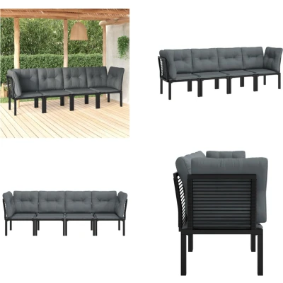 Afbeelding van vidaXL 4 delige Loungeset poly rattan zwart en grijs